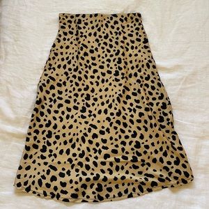NWOT Midi Leopard Satin Skirt
